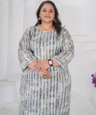 Grey color printed smart look plus size kurti 3