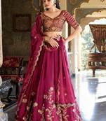 pink silk lehenga choli with heavy thread work