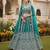 Blue Net Semi Stitched Lehenga Choli with Embroidery & Dori Sequence Work