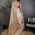 Off-white pashmina silk meenakari weaving madhubani design kashmiri saree
