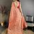 Peach pashmina silk meenakari weaving madhubani design kashmiri saree