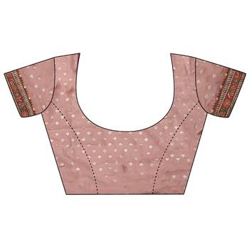 Peach pashmina silk meenakari weaving madhubani design kashmiri saree 5