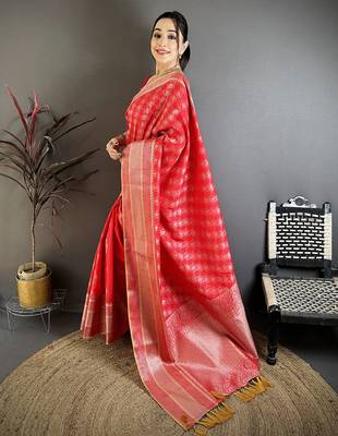 Red banarasi silk   delicate patterns kanjivaram sarees 2