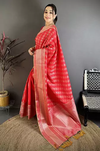 Red banarasi silk   delicate patterns kanjivaram sarees