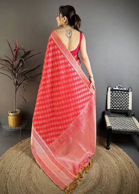 Red banarasi silk   delicate patterns kanjivaram sarees 4