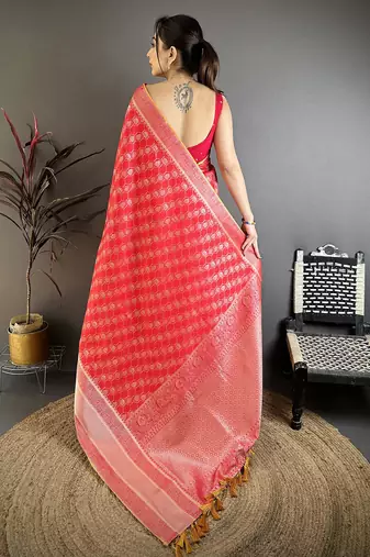 Red banarasi silk   delicate patterns kanjivaram sarees