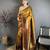Golden bronze soft silk small floral zari butti gold zari weaving banarasi saree