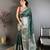 Dark green banarasi silk ajrakh print kanjivaram sarees