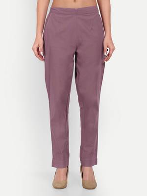 burgundy cotton trousers with side pocket high waist 1