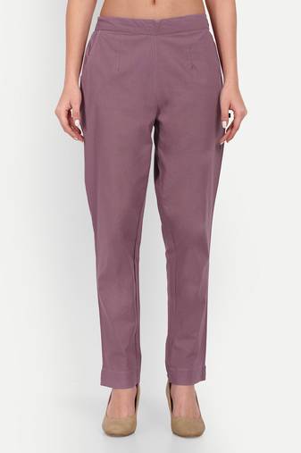 burgundy cotton trousers with side pocket high waist