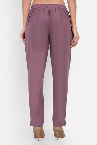burgundy cotton trousers with side pocket high waist