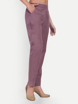 burgundy cotton trousers with side pocket high waist 3