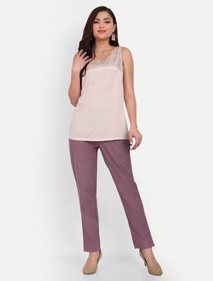 burgundy cotton trousers with side pocket high waist 4