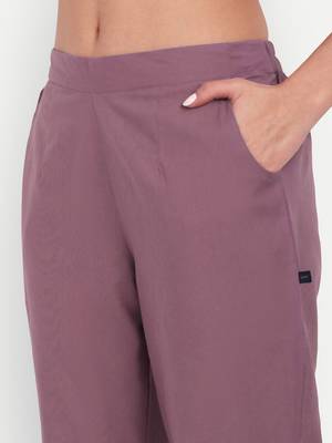 burgundy cotton trousers with side pocket high waist 5