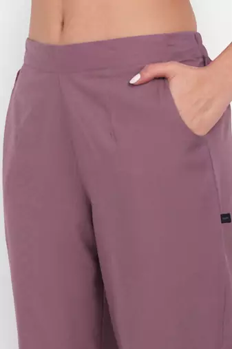 burgundy cotton trousers with side pocket high waist