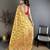 Yellow pashmina silk  floral & leaf elements madhubani design kashmiri saree