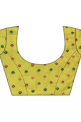 Yellow pashmina silk   floral & leaf elements madhubani design kashmiri saree