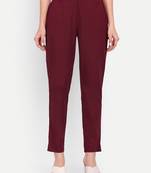 maroon cotton trousers with solid side cut