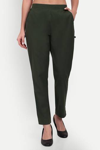 olive cotton trousers with side pocket cut
