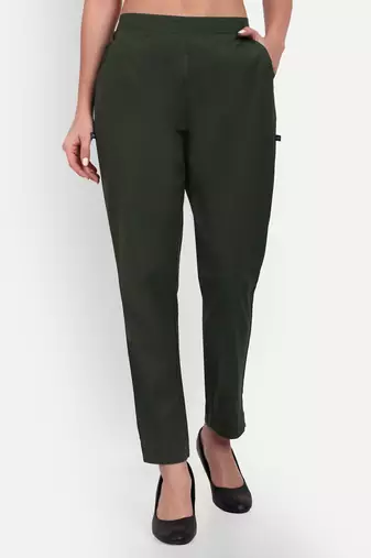 olive cotton trousers with side pocket cut