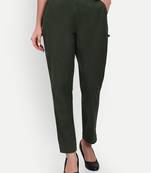 olive cotton trousers with side pocket cut