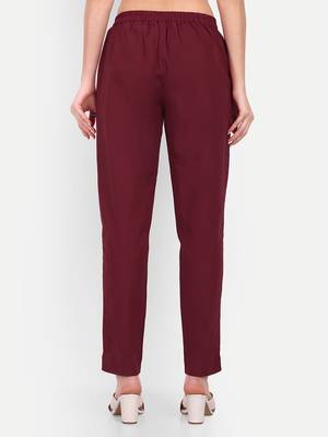 maroon cotton trousers with solid side cut 2