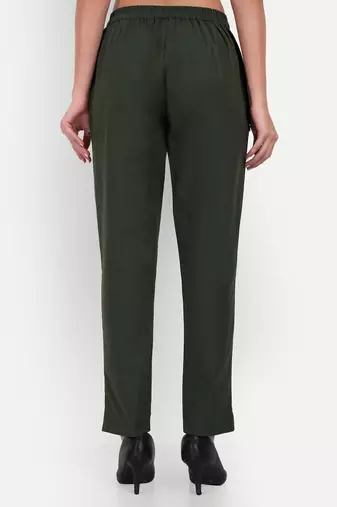 olive cotton trousers with side pocket cut