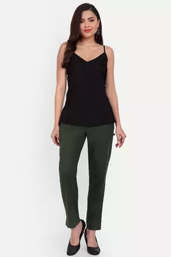 olive cotton trousers with side pocket cut