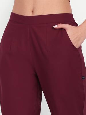 maroon cotton trousers with solid side cut 5