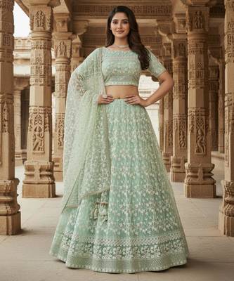 Sea Green Embroidered Lehenga 1