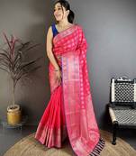 Rani pink banarasi silk woven design kanjivaram sarees