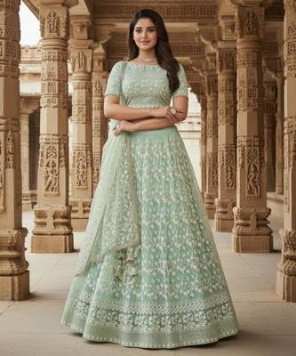 Sea Green Embroidered Lehenga 3