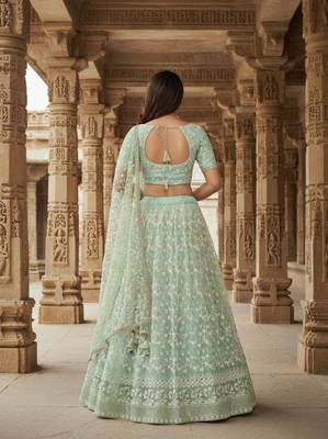 Sea Green Embroidered Lehenga 4
