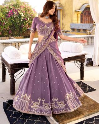 Lavender embroidered Lehenga 3