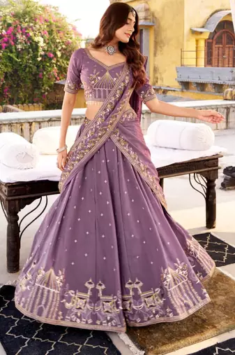Lavender embroidered Lehenga