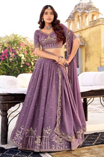 Lavender embroidered Lehenga