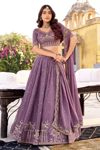Lavender embroidered Lehenga