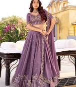 Lavender embroidered Lehenga