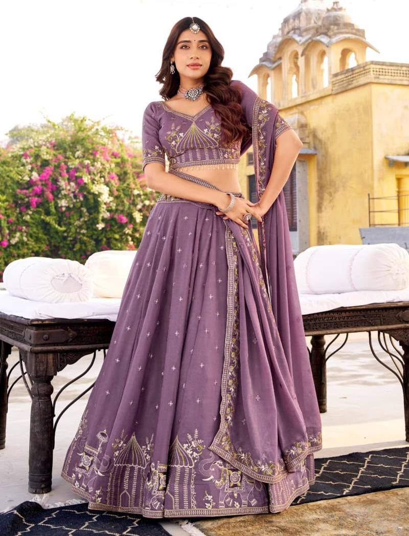 Lavender embroidered Lehenga