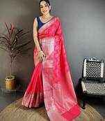 Magenta banarasi silk paisley butti kanjivaram sarees
