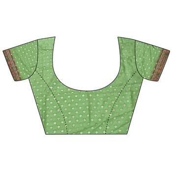 Pastel green pashmina silk meenakari weaving madhubani design kashmiri saree 5