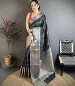 Black banarasi silk leaf motif kanjivaram sarees
