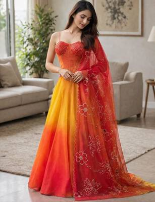 multicolour organza Corset Lehenga 2