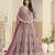 Peach faux georgette semi stitched anarkali suit with embrodery work