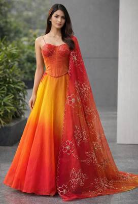 multicolour organza Corset Lehenga 4