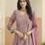 Peach faux georgette semi stitched anarkali suit with embrodery work