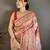 Peach pashmina silk meenakari weaving madhubani design kashmiri saree