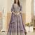 Lavender faux georgette semi stitched anarkali suit with embrodery work