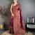 Burgundy pashmina silk meenakari weaving madhubani design kashmiri saree