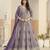 Lavender faux georgette semi stitched anarkali suit with embrodery work